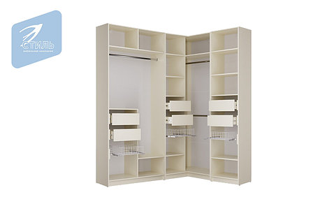 Шкаф угловой Галвори КОМПЛЕКТ 1  - модульная гардеробная без фасадов  (2 цвета) фабрика Стиль, фото 2