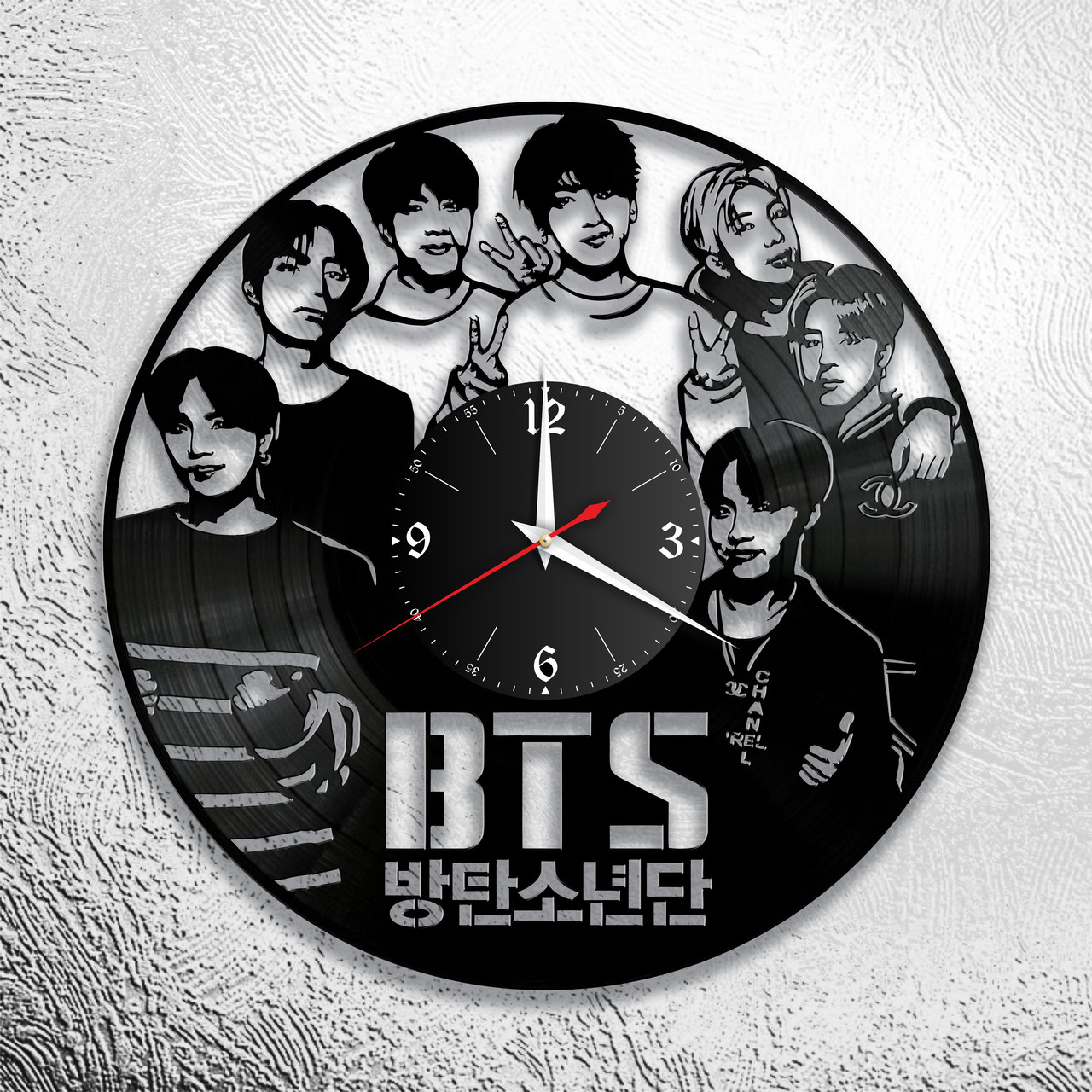 Оригинальные часы из виниловых пластинок "BTS" версия 2