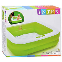 Детский надувной бассейн квадратный 85х85х23 см с надувным дном Intex 57100 (салатовый)