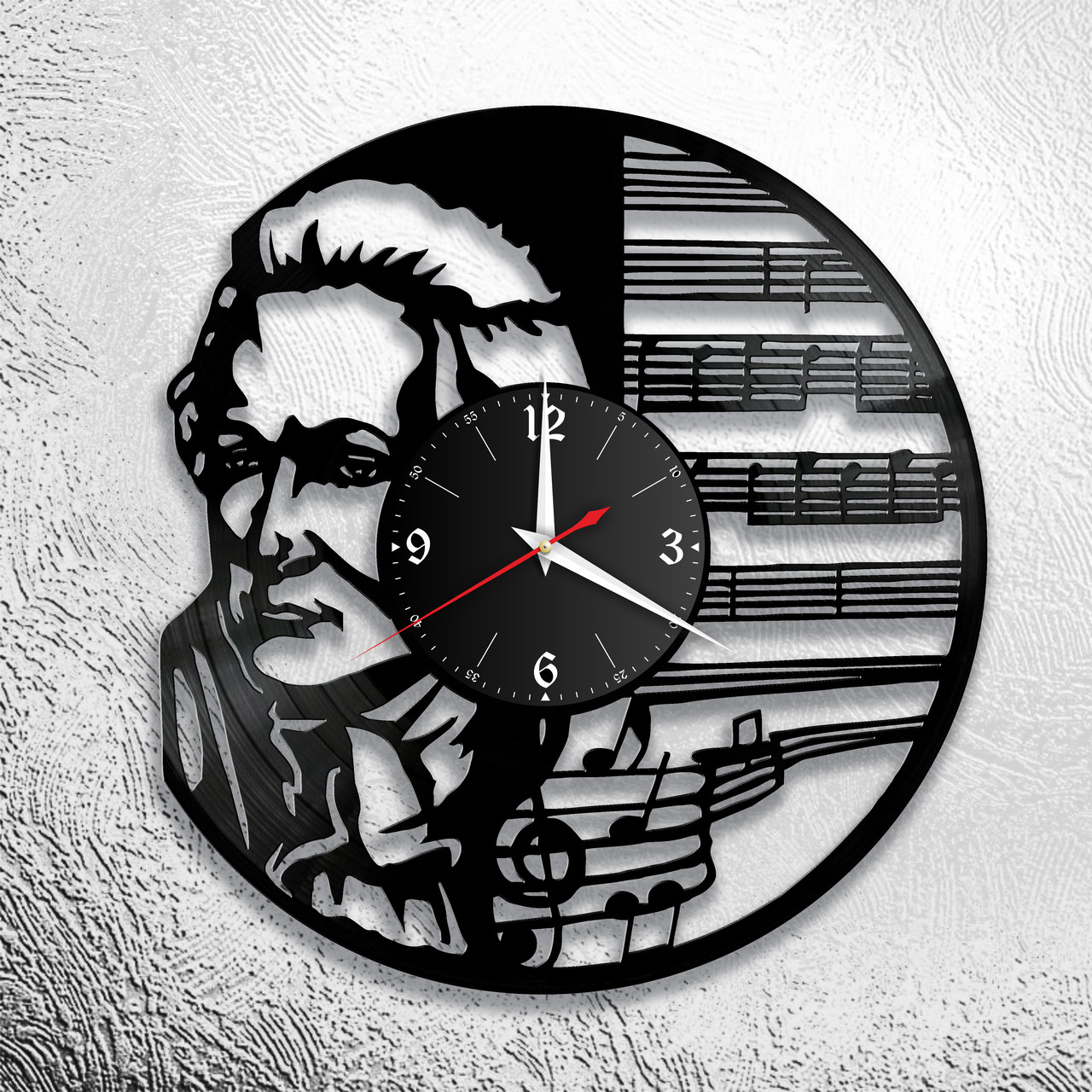Оригинальные часы из виниловых пластинок "Моцарт" версия 1