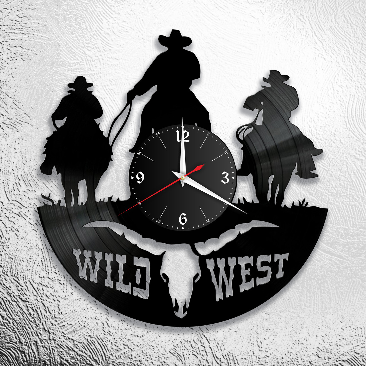 Оригинальные часы из виниловых пластинок  "Дикий запад" версия 1