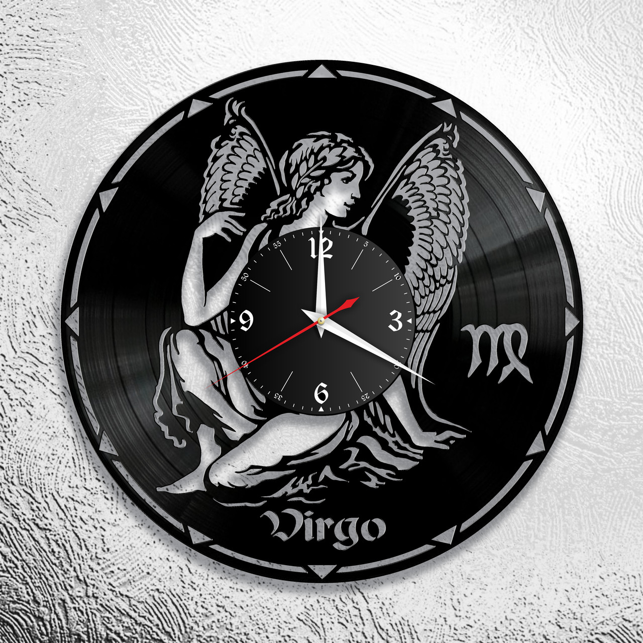 Оригинальные часы из виниловых пластинок  "Знаки Зодиака "  версия 6 Дева