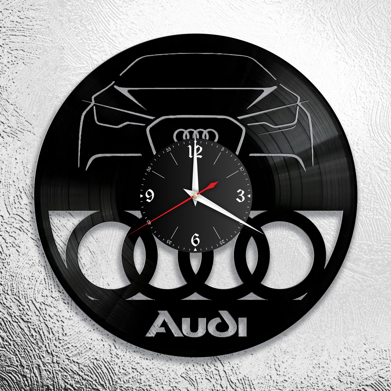 Оригинальные часы из виниловых пластинок  "Audi" версия 1, фото 1