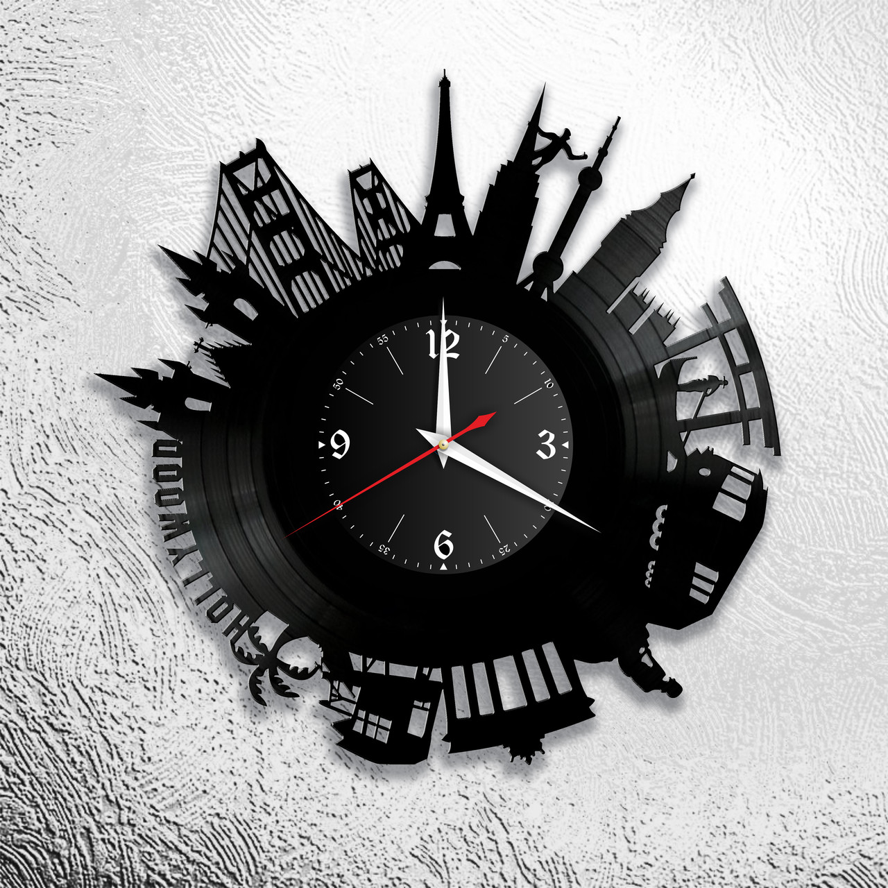 Оригинальные часы из виниловых пластинок  "Голивуд" версия 1, фото 1