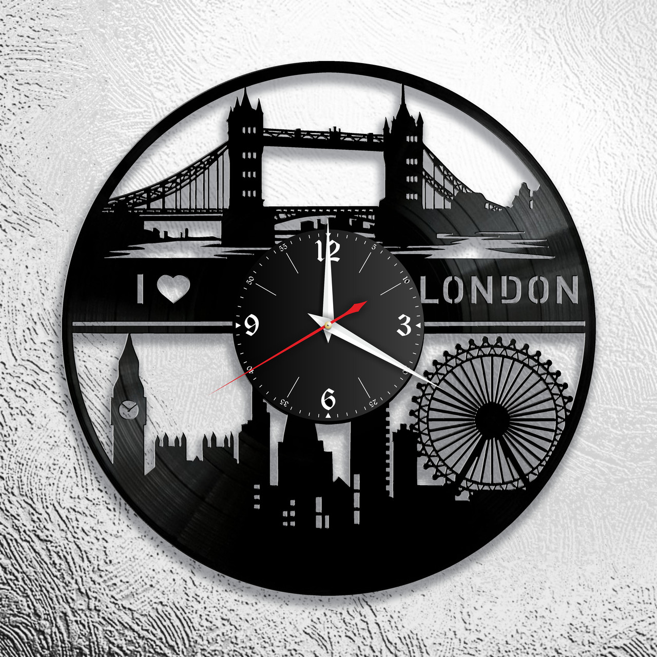 Оригинальные часы из виниловых пластинок  "Лондон" версия 2