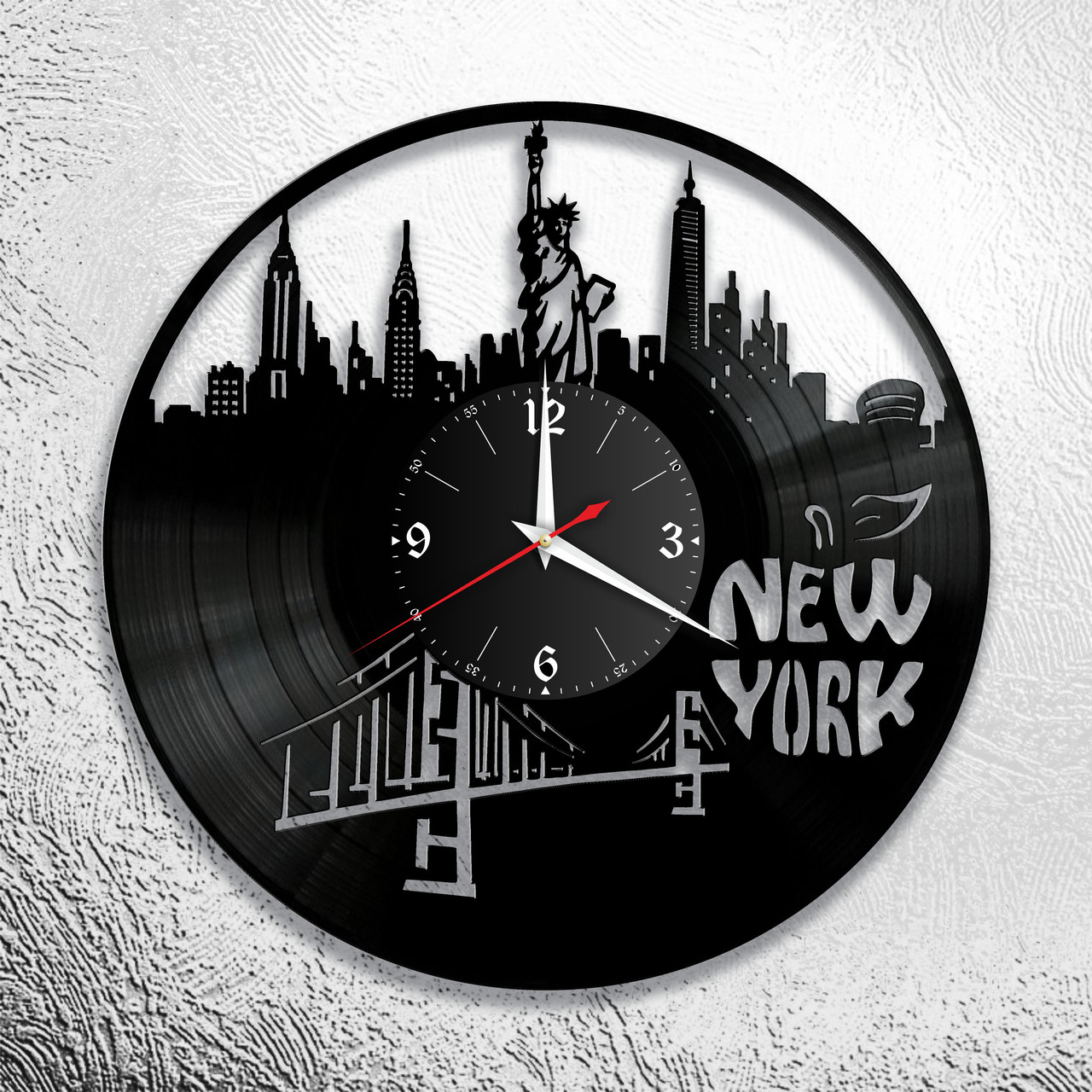 Оригинальные часы из виниловых пластинок  "Нью Йорк" версия 2, фото 1