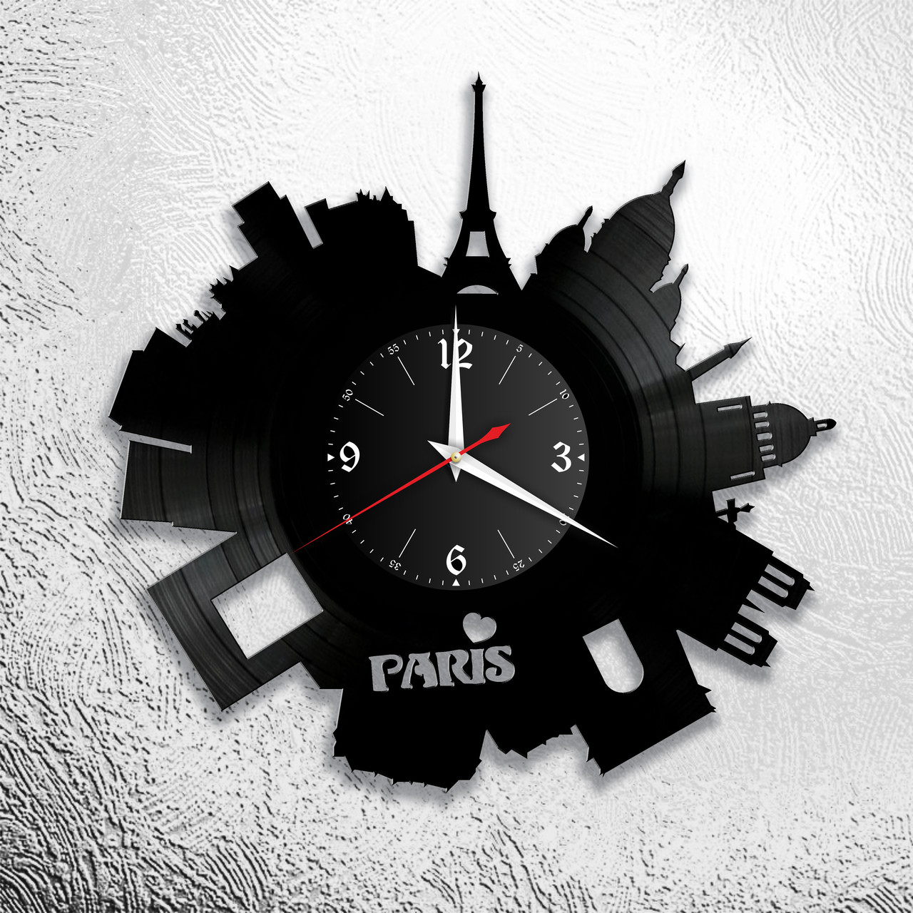 Оригинальные часы из виниловых пластинок  "Париж" версия 3