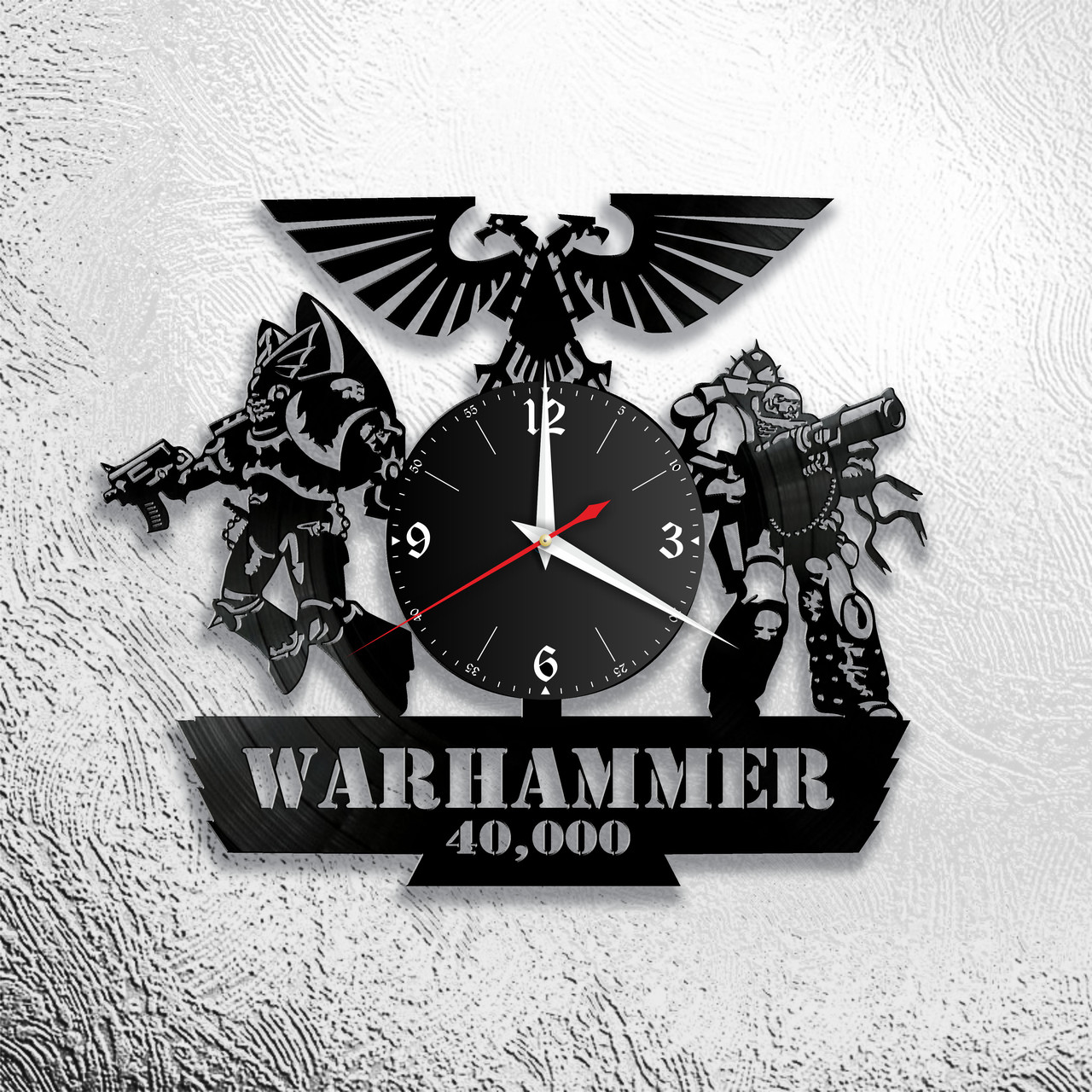 Оригинальные часы из виниловых пластинок  "Warhammer 40000" версия 1