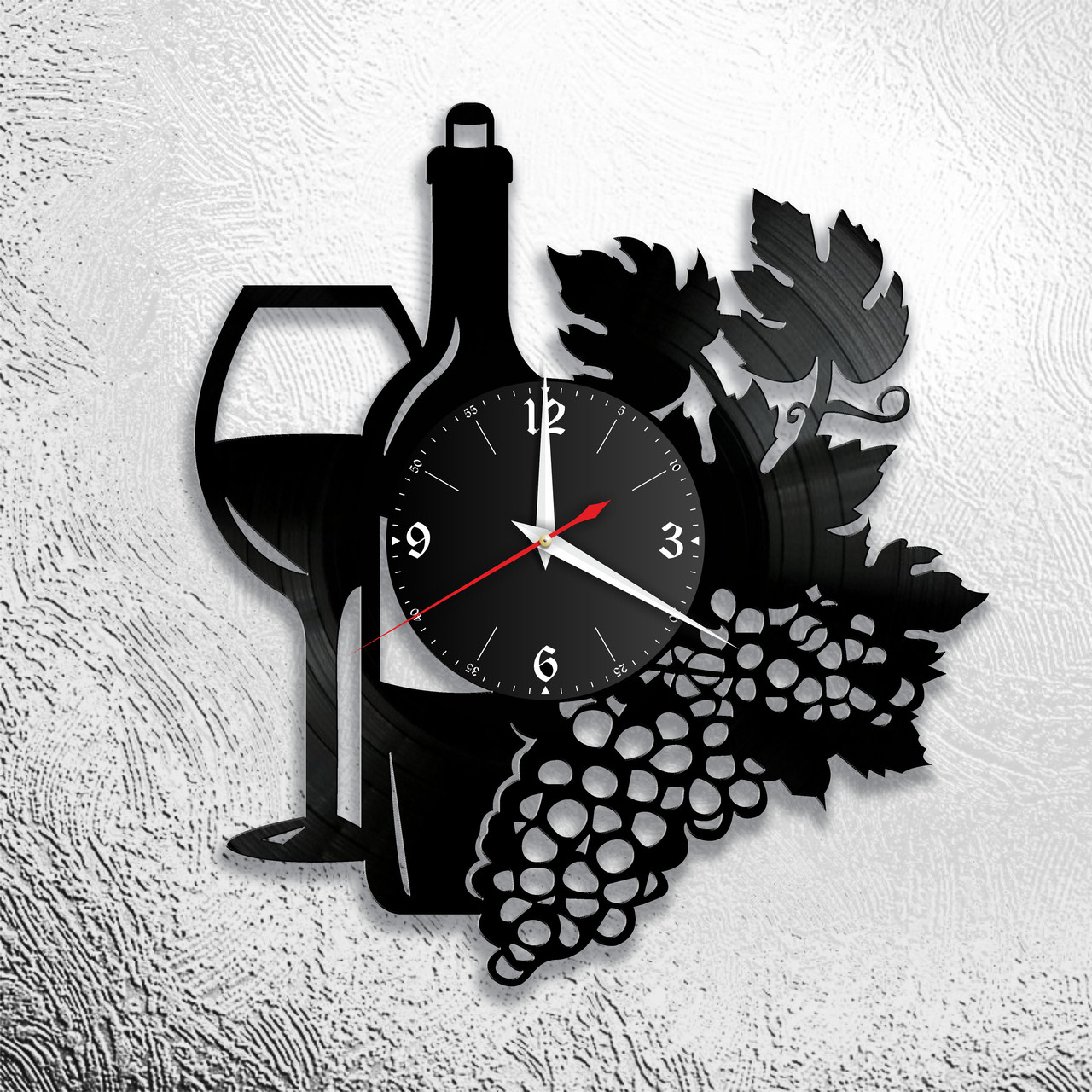 Оригинальные часы из виниловых пластинок "Вино" Версия 1, фото 1