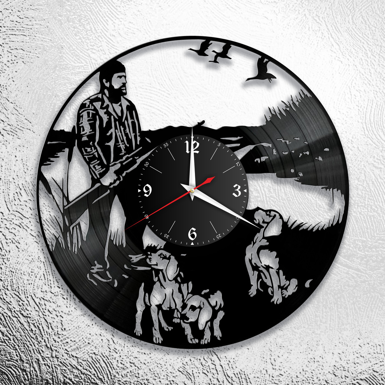 Оригинальные часы из виниловых пластинок "Охота" версия 3