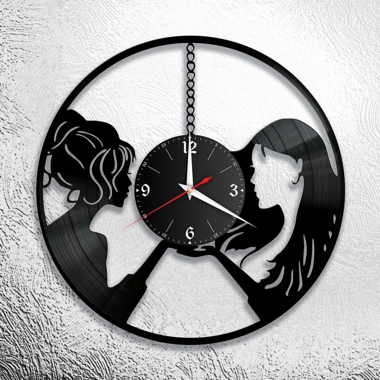 Оригинальные часы из виниловых пластинок "2 девушки" версия 1, фото 1