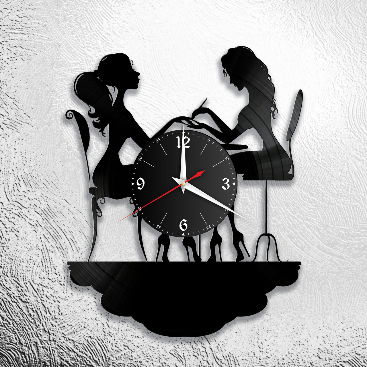 Оригинальные часы из виниловых пластинок "2 девушки" версия 2