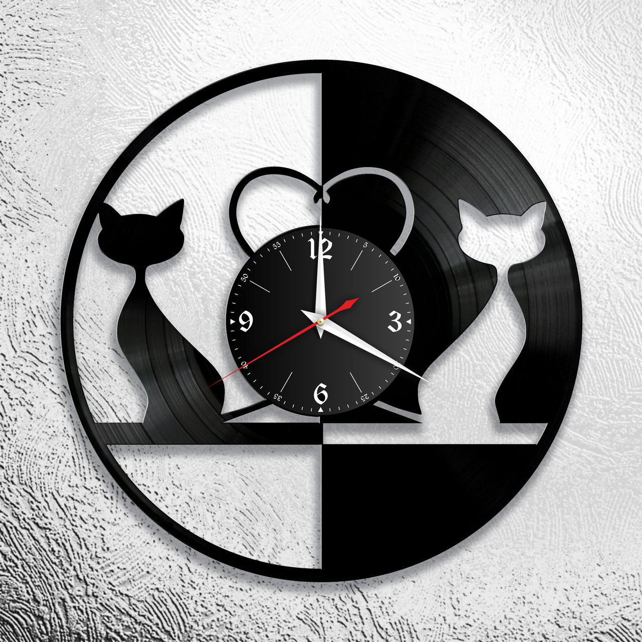 Оригинальные часы из виниловых пластинок "Коты" версия 2, фото 1