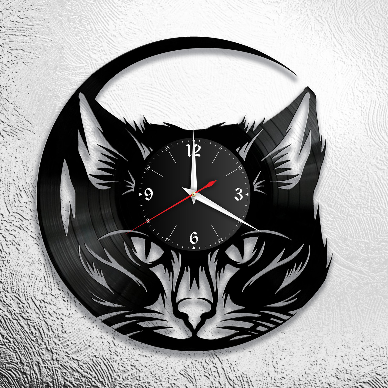 Оригинальные часы из виниловых пластинок "Коты" версия 3, фото 1