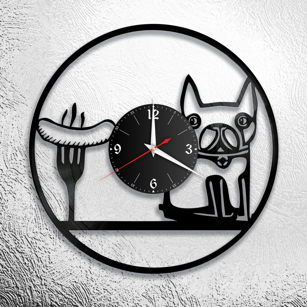 Оригинальные часы из виниловых пластинок "Собака" версия 4, фото 1