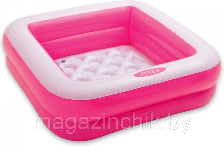 Детский надувной бассейн квадратный 85х85х23 см с надувным дном Intex 57100 (розовый) - фото 3 - id-p14632190