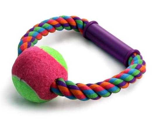 Игрушка для собак "Верёвка-кольцо с ручкой, мяч" d65/165 мм (12111027) - фото 1 - id-p157691842