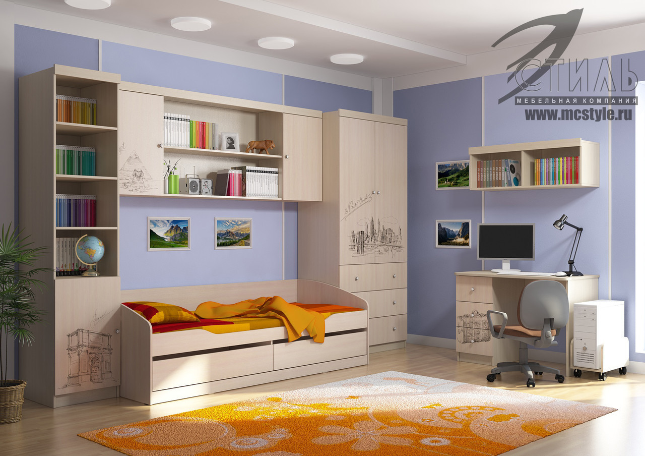 Детская комната Мийа 3-4 модульная (варианты цвета и фотопечати) МК Стиль - фото 1 - id-p157718285