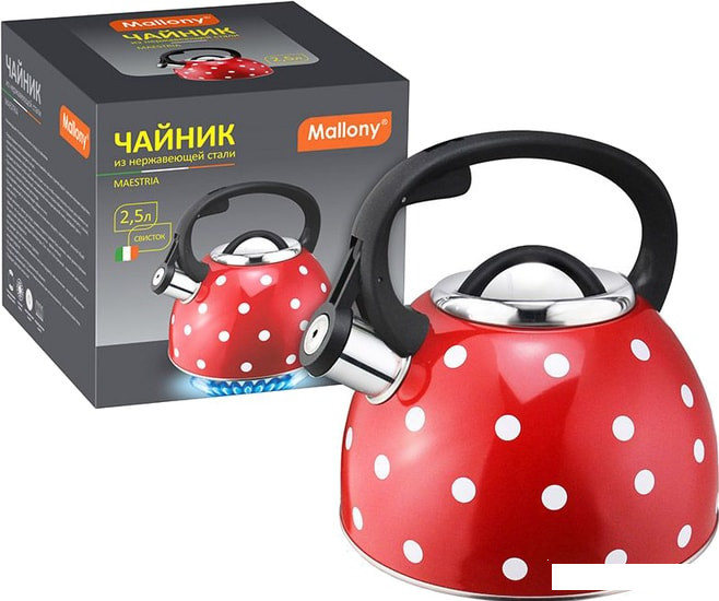 Чайник со свистком Mallony Maestria (красный) - фото 1 - id-p157730024