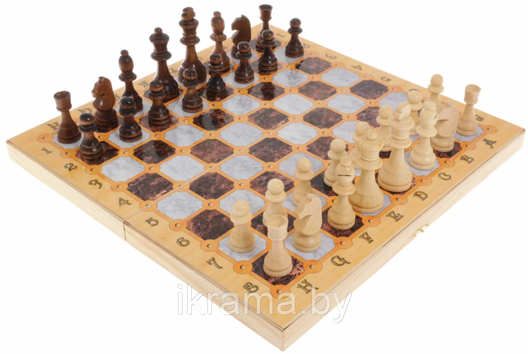 Набор 3в1 Шахматы-нарды-шашки "Мраморные"