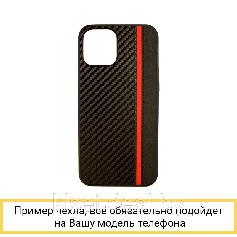 Силиконовый чехол Carbon Tpu Case для iPhone 12 Pro Max черно-красный - фото 1 - id-p157739729