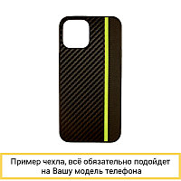 Силиконовый чехол Carbon Tpu Case для iPhone 12 Pro Max черно-салатовый