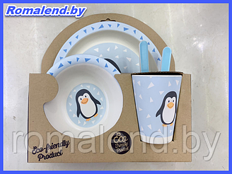 Бамбуковая детская посуда "Пингвин"