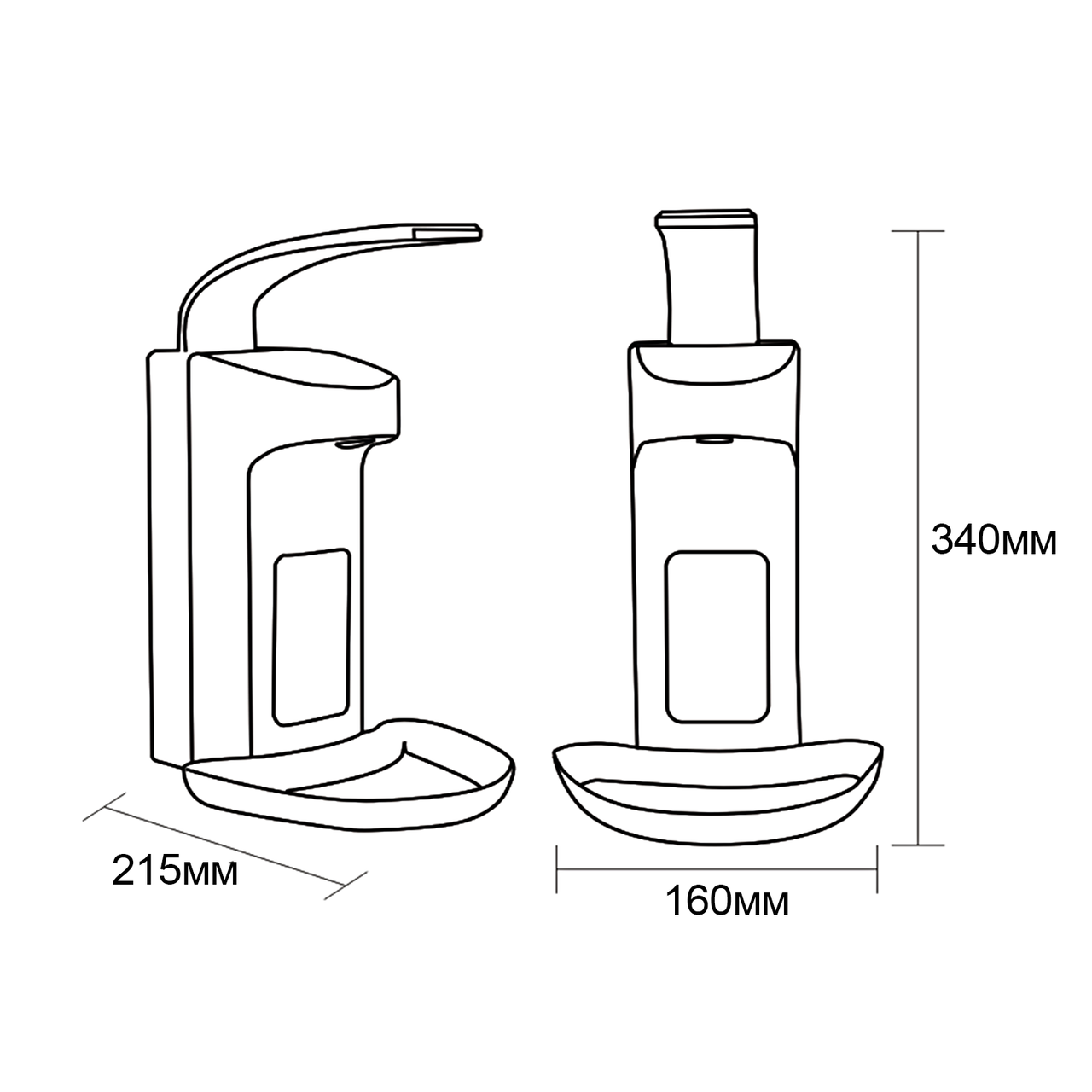 Локтевой дозатор PUFF-8193 для жидкого мыла и антисептиков (спрей/капля) с каплесборником (1000мл) настольный - фото 9 - id-p157785325