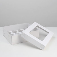 Коробка на 12 капкейков с окном 32,5х25,5х10 см Х-Э