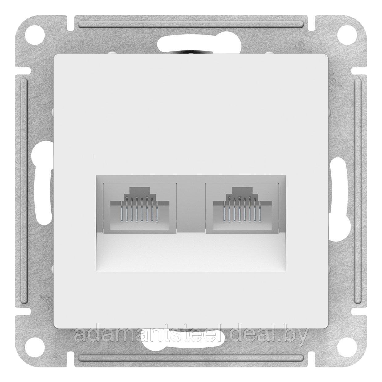 ATLASDESIGN РОЗЕТКА двойная компьютерная RJ45+RJ45, кат.5E, механизм, БЕЛЫЙ - фото 1 - id-p157786241