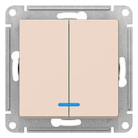 ATLASDESIGN 2-клавишный ВЫКЛЮЧАТЕЛЬ с подсветкой, сх.5а, 10АХ, механизм, БЕЖЕВЫЙ