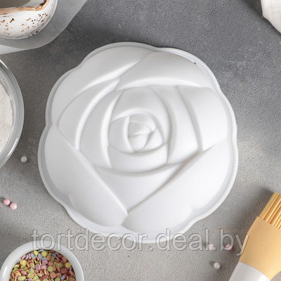 Форма для муссовых десертов и выпечки «Роза», 17×5,5 см, цвет белый - фото 1 - id-p157792826