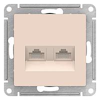 ATLASDESIGN РОЗЕТКА двойная компьютерная RJ45+RJ45, кат.5E, механизм, БЕЖЕВЫЙ