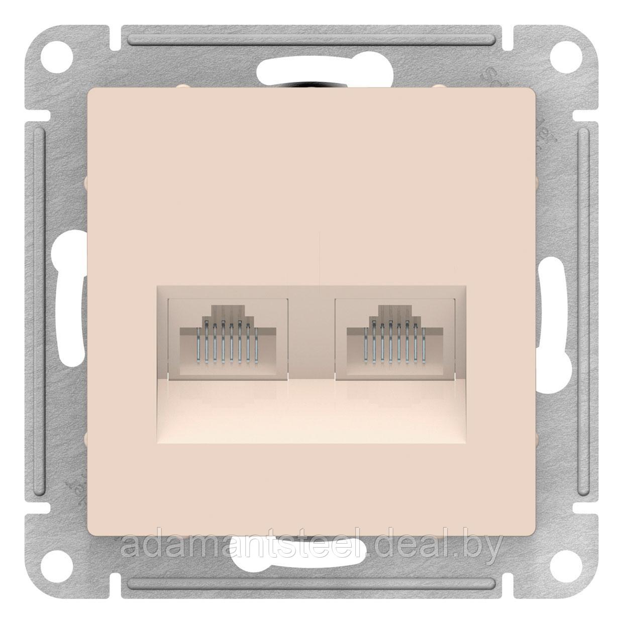 ATLASDESIGN РОЗЕТКА двойная компьютерная RJ45+RJ45, кат.5E, механизм, БЕЖЕВЫЙ - фото 1 - id-p157786275