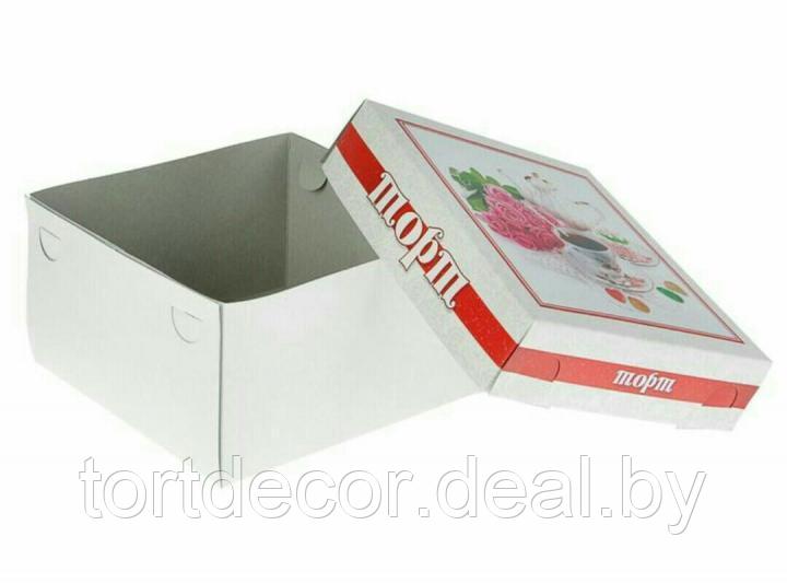 Коробка для торта "Чаепитие" 21*21*12 см без окна Х-Э - фото 1 - id-p157793275