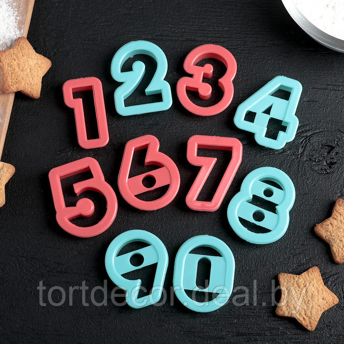 Набор форм для вырезания печенья Цифры 10 шт - фото 1 - id-p157793399