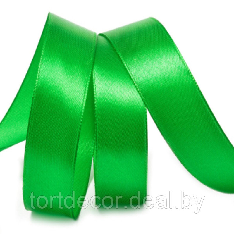 Лента атласная зеленый 25 мм 30 ярдов - фото 1 - id-p157792484