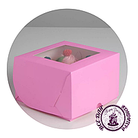 Коробка для капкейков с окном фиолетовая 4 шт 16х16х10