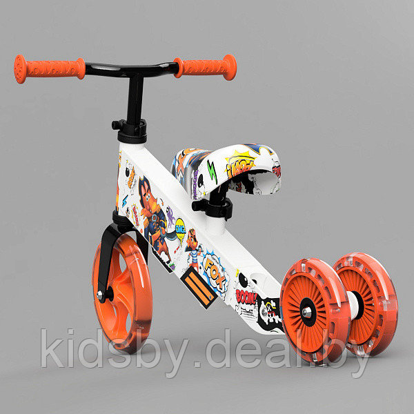 Детский беговел Small Rider Turbo Bike (оранжевый) светящиеся колеса трансформер - фото 2 - id-p155437508