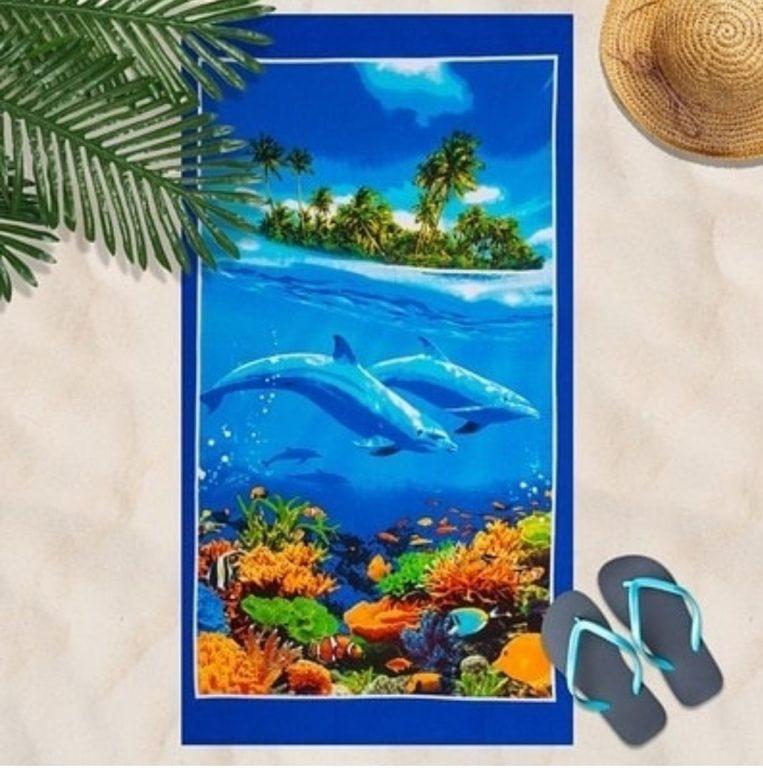 Полотенце вафельное пляжное "Дельфин" - фото 1 - id-p157815673