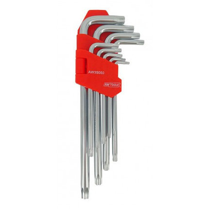 Набор шестигранников TORX T10 - T50, 9шт, длинные, CrV 6150 HRC 52-56, AW35050 AWTOOLS, фото 2