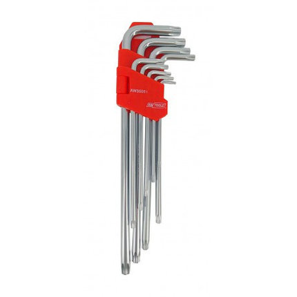 Набор шестигранников TORX T10 - T50, 9шт, длинные, CrV 6150 HRC 52-56, AW35051 AWTOOLS, фото 2