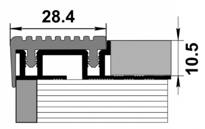 Профиль угловой ПУ 09-1 алюминий без покрытия КОРИЧНЕВАЯ вставка 28,4мм длина 2500мм - фото 2 - id-p157850980