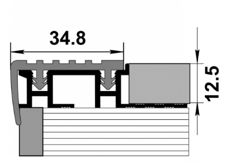 Профиль угловой ПУ 10-1 алюминий без покрытия СЕРАЯ вставка 34,8мм длина 2500мм - фото 2 - id-p157851042