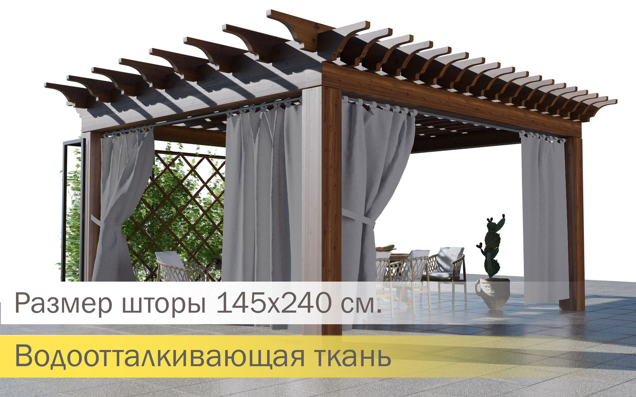 Уличные шторы, не промокаемые из ткани Оксфорд 600Д Цвет - светло-серый. Высота 240см.