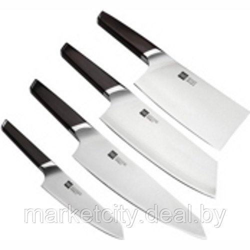 Набор ножей Xiaomi Huo Hou Fire Waiting Steel Knife Set с подставкой (5 предметов) Черный HU0033 - фото 2 - id-p157912958