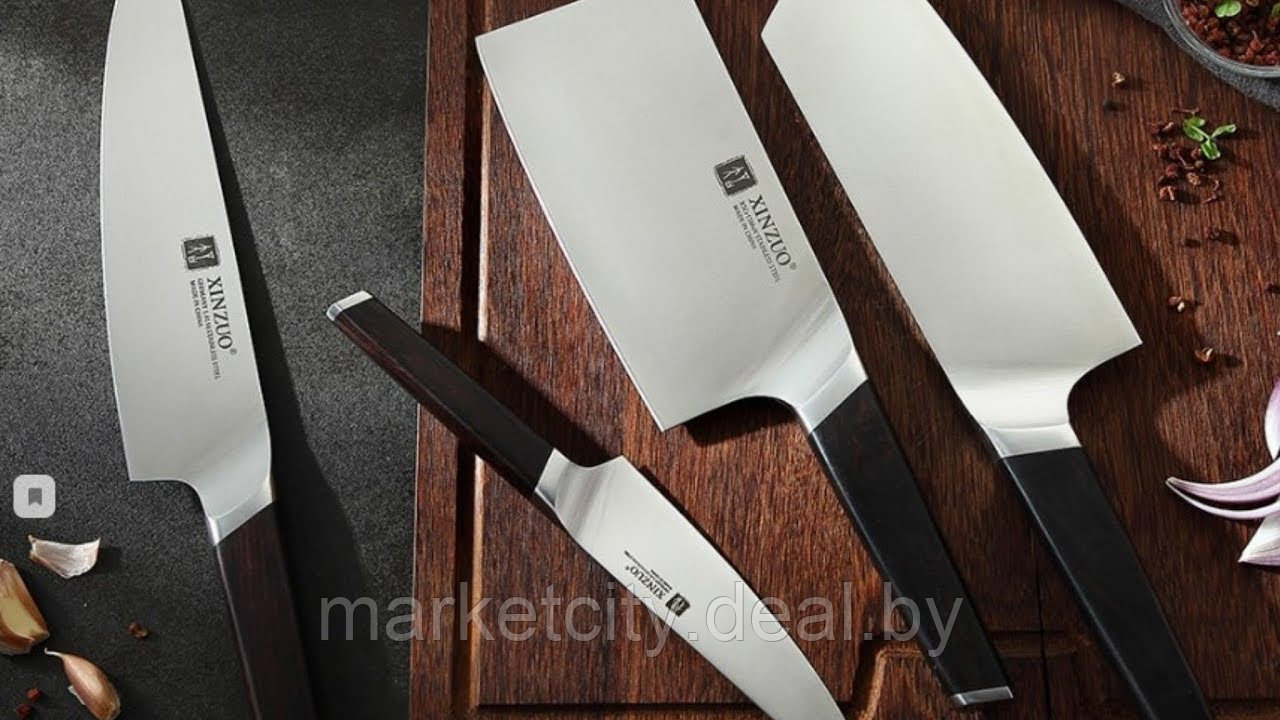 Набор ножей Xiaomi Huo Hou Fire Waiting Steel Knife Set с подставкой (5 предметов) Черный HU0033 - фото 5 - id-p157912958