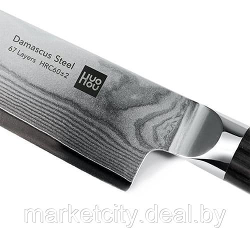 Набор ножей из дамасской стали Xiaomi Huo Hou Set of 5 Damascus Knife Sets (4 ножа + подставка) - фото 4 - id-p157913002