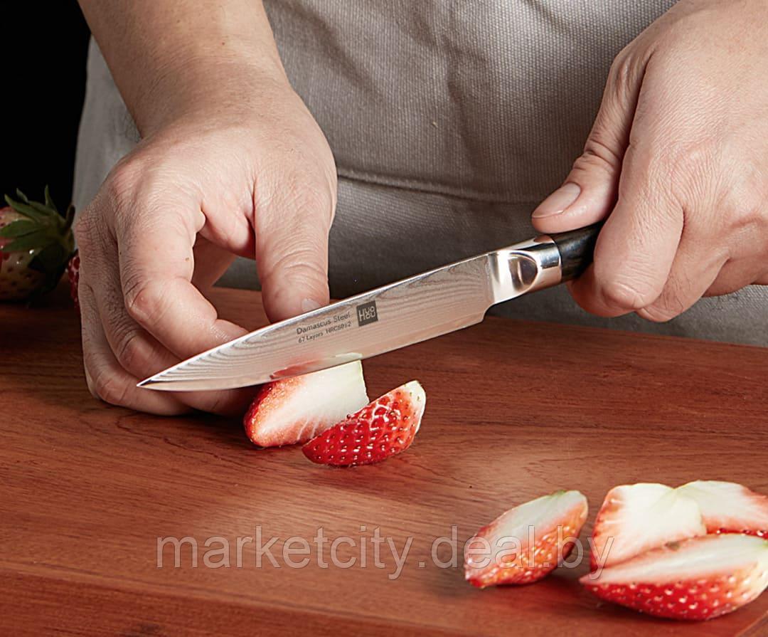 Набор ножей из дамасской стали Xiaomi Huo Hou Set of 5 Damascus Knife Sets (4 ножа + подставка) - фото 8 - id-p157913002
