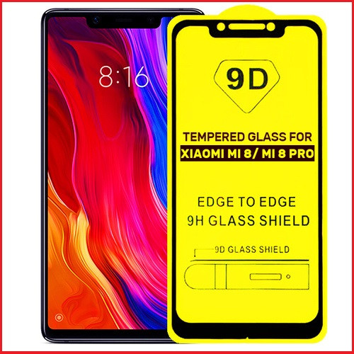 Защитное стекло Full-Screen для Xiaomi Mi 8 черный (5D-9D с полной проклейкой) - фото 1 - id-p79870556